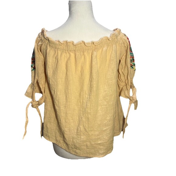 ENTRO Womens M Floral Embroidered Short Tie Top Pink Boho Flowy Hippie Festival - Picture 3 of 9